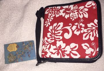 CD DVD Holder 12 Sleeves Red White Floral New