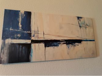Modern blue abstract canvas wall art