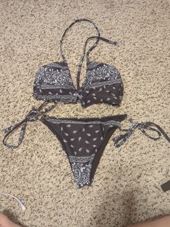 Shein black paisley print bikini