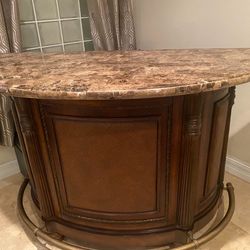 Elegant Marble Top Bar– Solid Wood Base