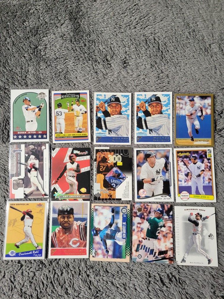 Derek Jeter & Ken Griffey Jr 15 Card Lot.
