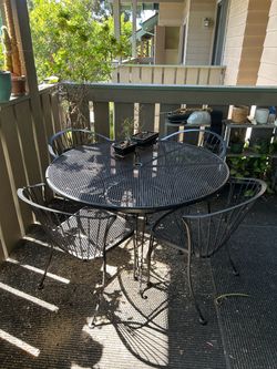 Vintage 1950s Metal Table with Chairs
