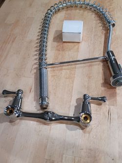 Chrome Kitchen Faucet with Spring Coil Sprayer wall kitchen faucet chrome