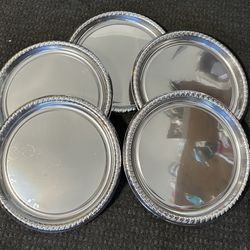 5 New Silver Plastic Platters 
