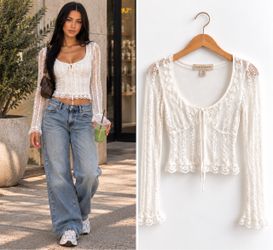 Thirty/Thirty White Lace Crop Top XS