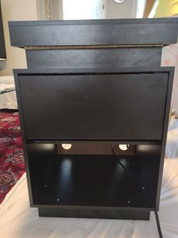 Black LED-remote light nightstand