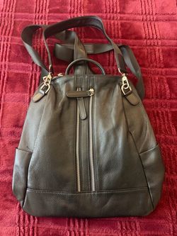Black Leather Convertible Backpack/Shoulder Bag