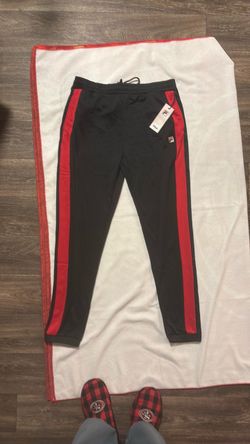 Fila Track Pants Black Red Side Stripe