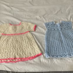 Two adorable handmade crochet baby girls dress age 6 - 12 months $35 each