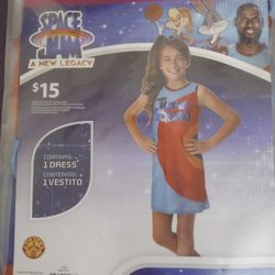 Brand New Girl's Space Jam Orange/Blue Tune Squad Dress Halloween Costume Size S 4-6