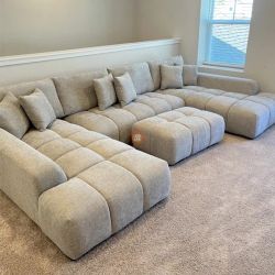 Oversized Lounge Style U-Shape Modular Double Chaise Sectional Sofa Couch with Ottoman