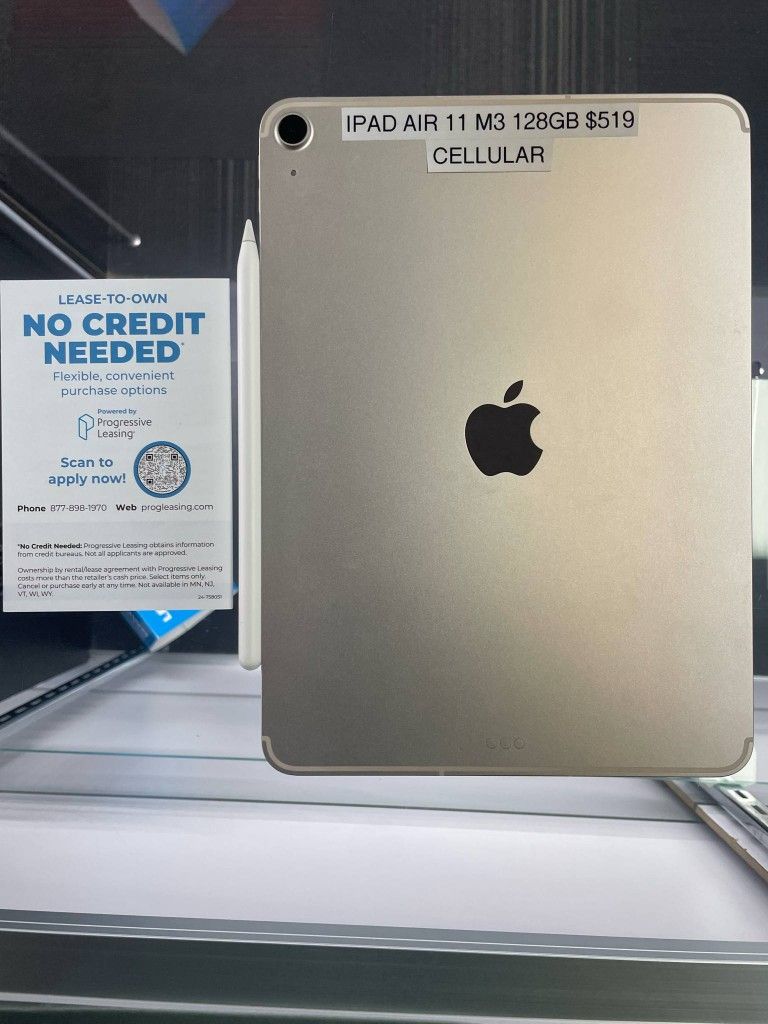 IPAD AIR 11 M3 128GB CELLULAR - $50 DOWN - NO CREDIT CHECK