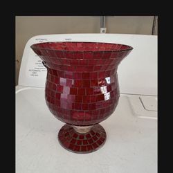 Red glass candle holder