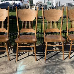 Set Of 4 Solid Wood Dining Chairs 