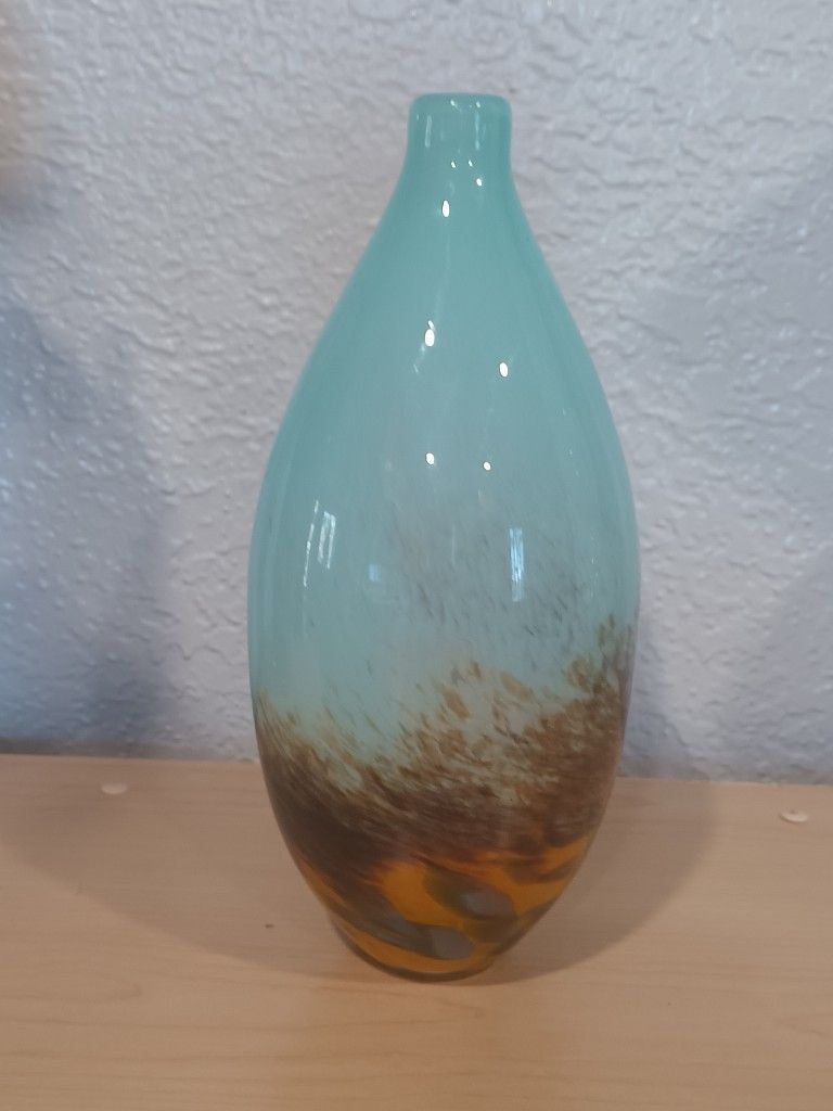 Norcrest Blue Brown Yellow Vintage Vase