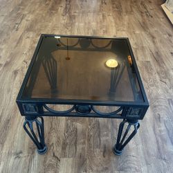 Vintage/Antique Style Metal plus Glass Side/End Table - Home Decor