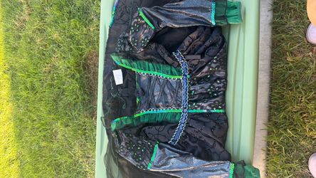Black Green Beaded Dance Costume Dress