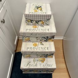 NEW 4 Lemon Citrus Storage Boxes — Home Decor & Organization 