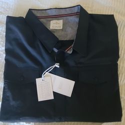 CRAFTFLOW Men's Black Woven Cotton Short Sleeve Button-Up Spread Collar Shirt