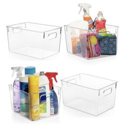 NIB - Clear Plastic Storage Bins – Pantry Organizers & Containers (4 Pack 11 x 8 x 6”)