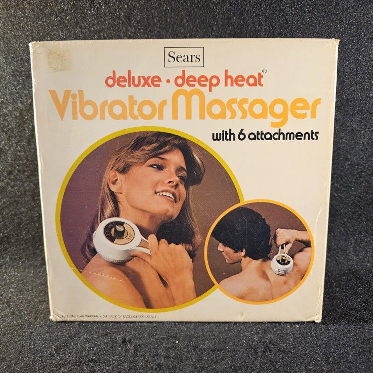 1965 Sears Deluxe Deep Heat Vibrator Massager W/6 Attachments New-In-Open-Box!