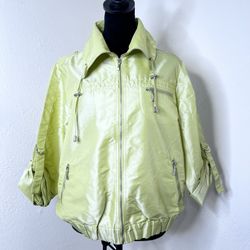 Chico's - Womens 1 (M) Green Full Zip Nylon Unlined Windbreaker Jacket