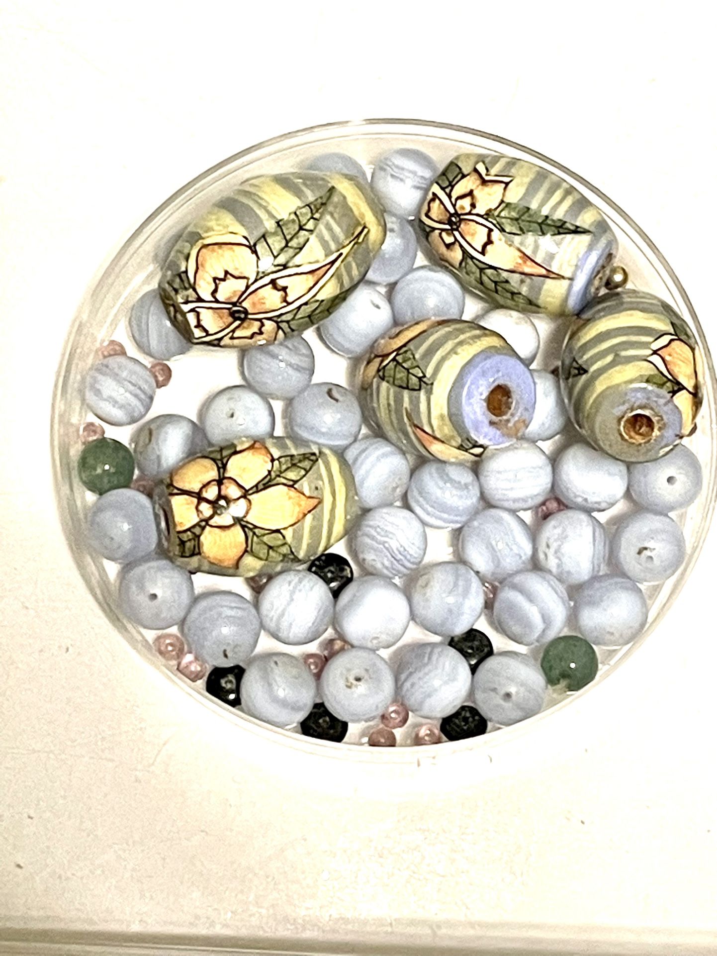 Blue Lace Agate And Ceramic Beads