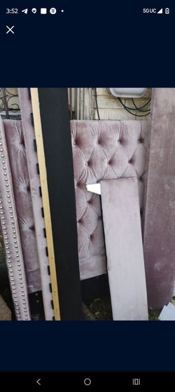 Pink Velvet  Bed Frame With Headboard 