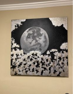 Full Moon Mixed Media Canvas Wall Art