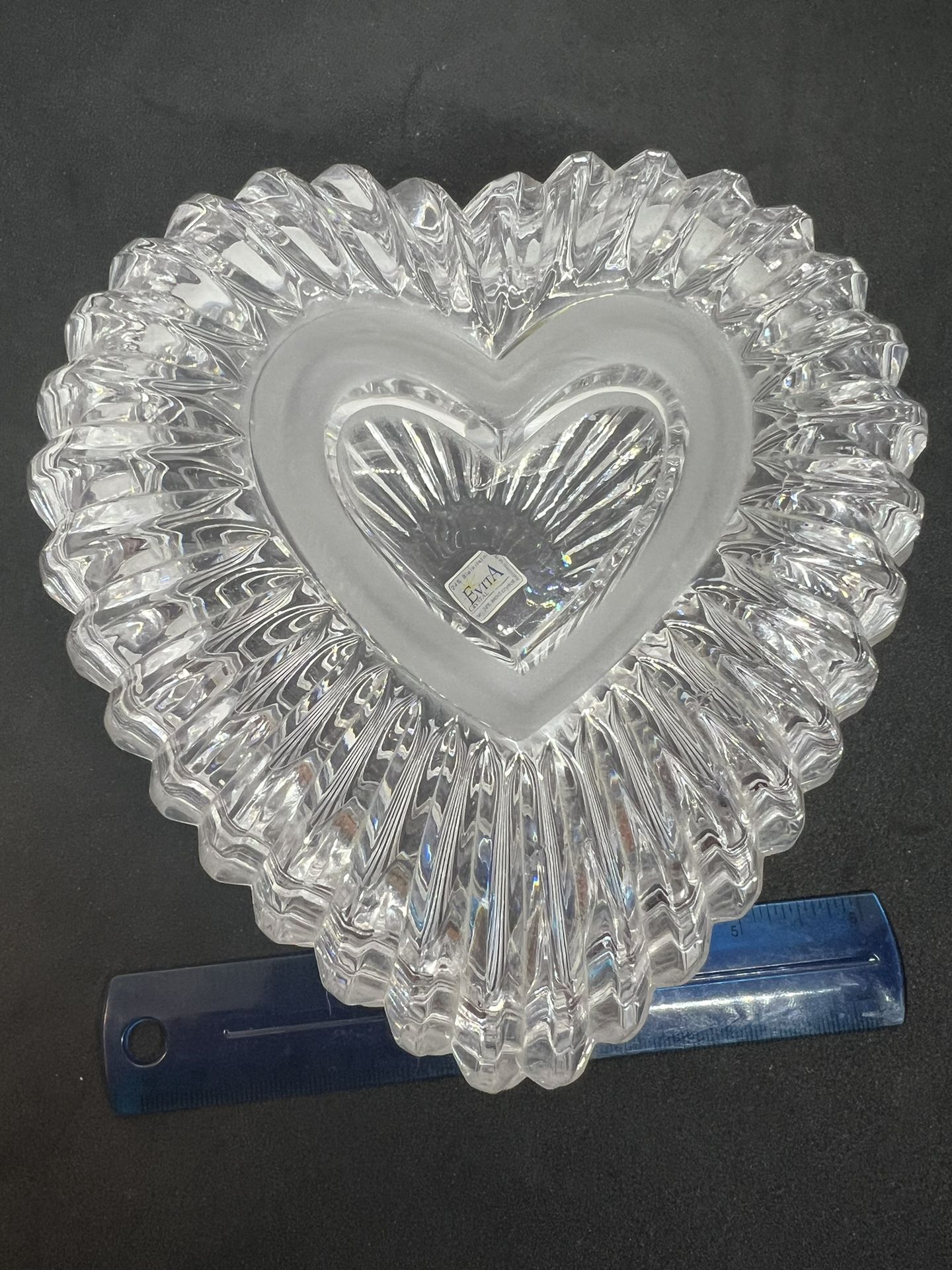 Vintage Evita Heart Shaped Clear Crystal Trinket Jewelry Box SELLING AS IS
