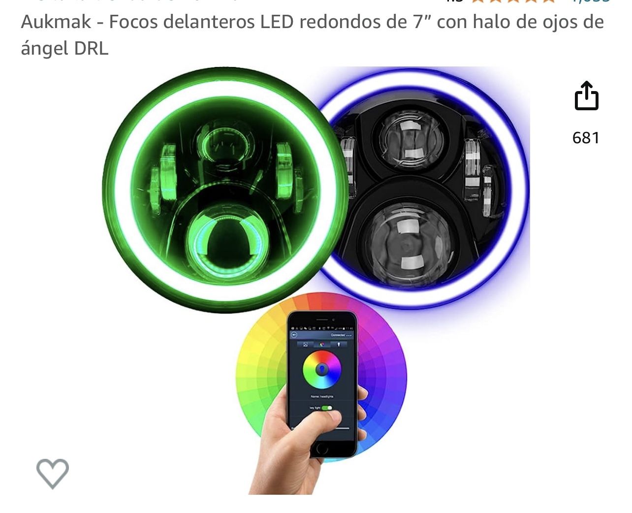 aukmak RGB Halo 7” Led headlights