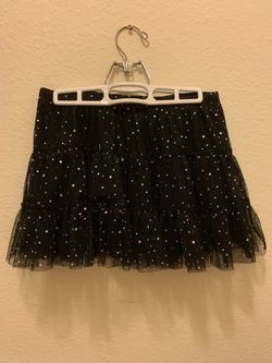 Black kids Tulle Mini Skirt with Silver Stars