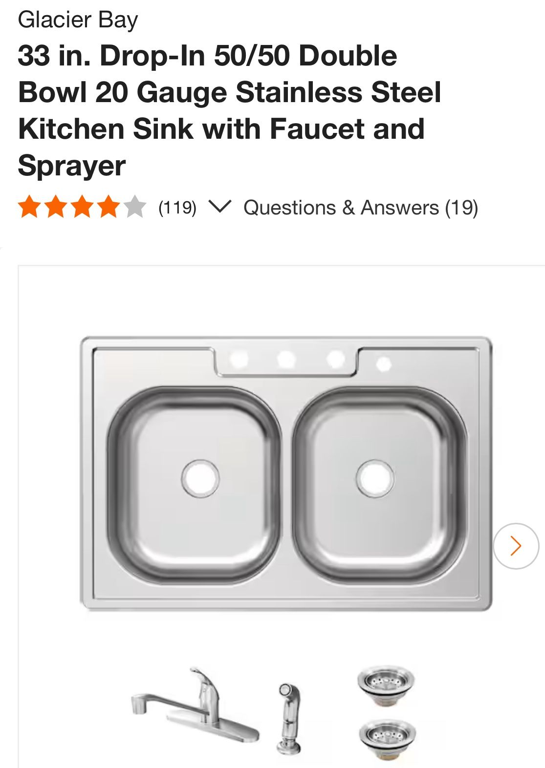 33” Double Kitchen Sink