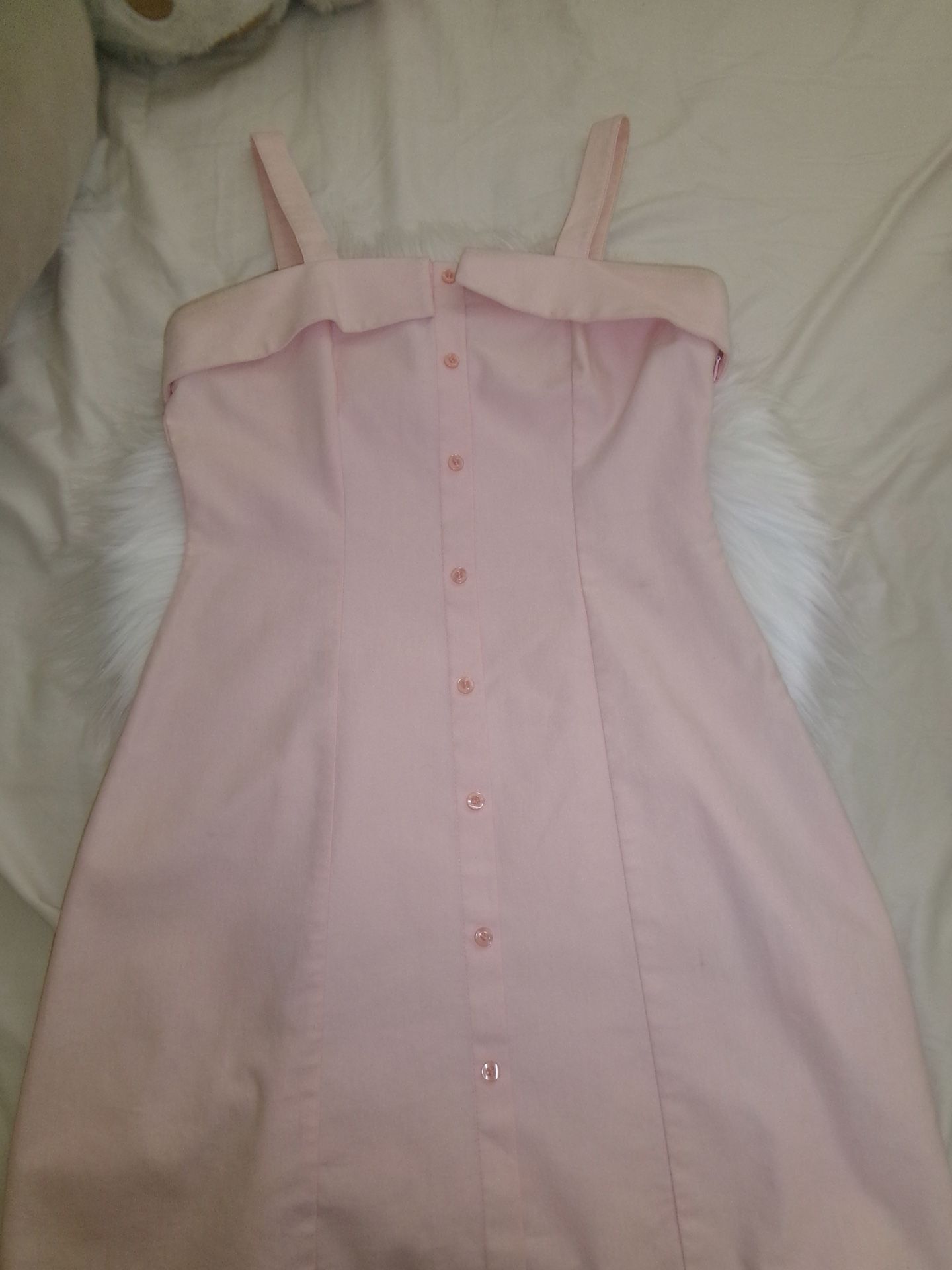 Sweet Pink Button-Down Dress