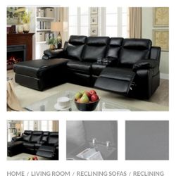 Black Sectional Sofa With Recliner 