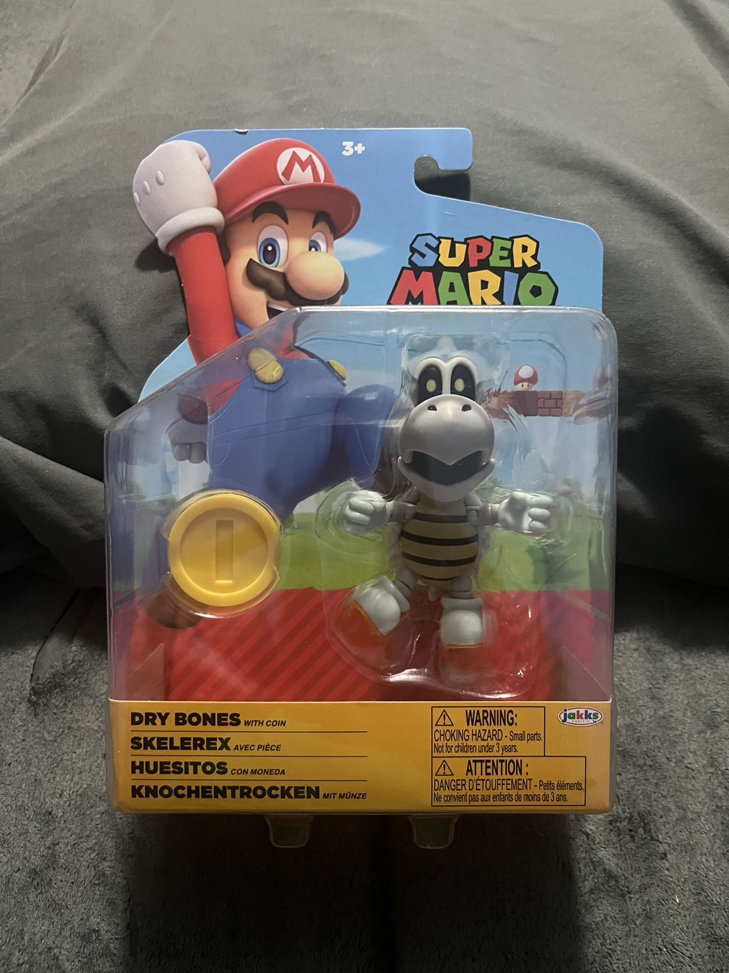Super Mario Dry Bones With Coin 4” Figure Jakks Pacific Super Mario Bros New