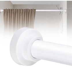Shower Curtain Rod 31-80 in Adjustable Curtain Rod No Drilling Tension Shower Rod Stainless Steel for Bathroom Room Divider, White