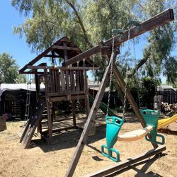 Swing Set With Monkey Bars By Kid Creations, Redwood