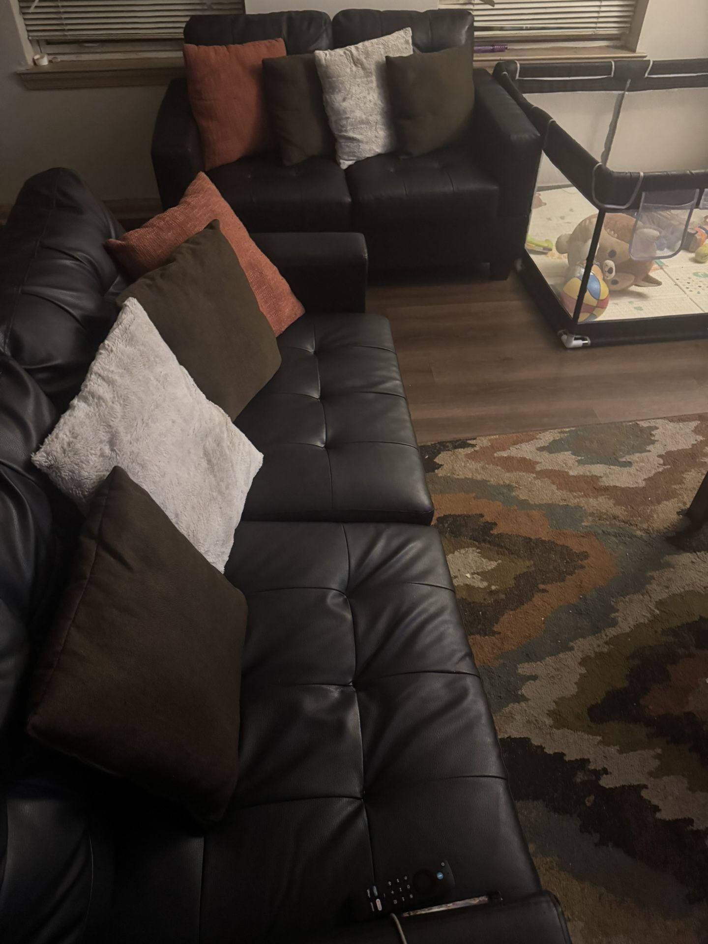 couch , black , small loveseat & large