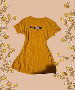 Mustard Yellow "Log Off" Graphic T-Shirt Dress