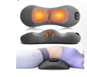 3 in 1 Electric Lumbar Support Pillow with Adjustable Height for Bed and Chair, Back Massager with Heat, Back Massager for Pain Relief Deep Tissue, El
