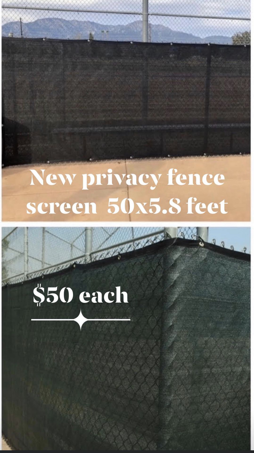 New privacy fence screen 50 feet by 5.8 feet