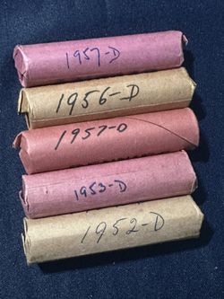 5 Wheat Penny Rolls All D Mint