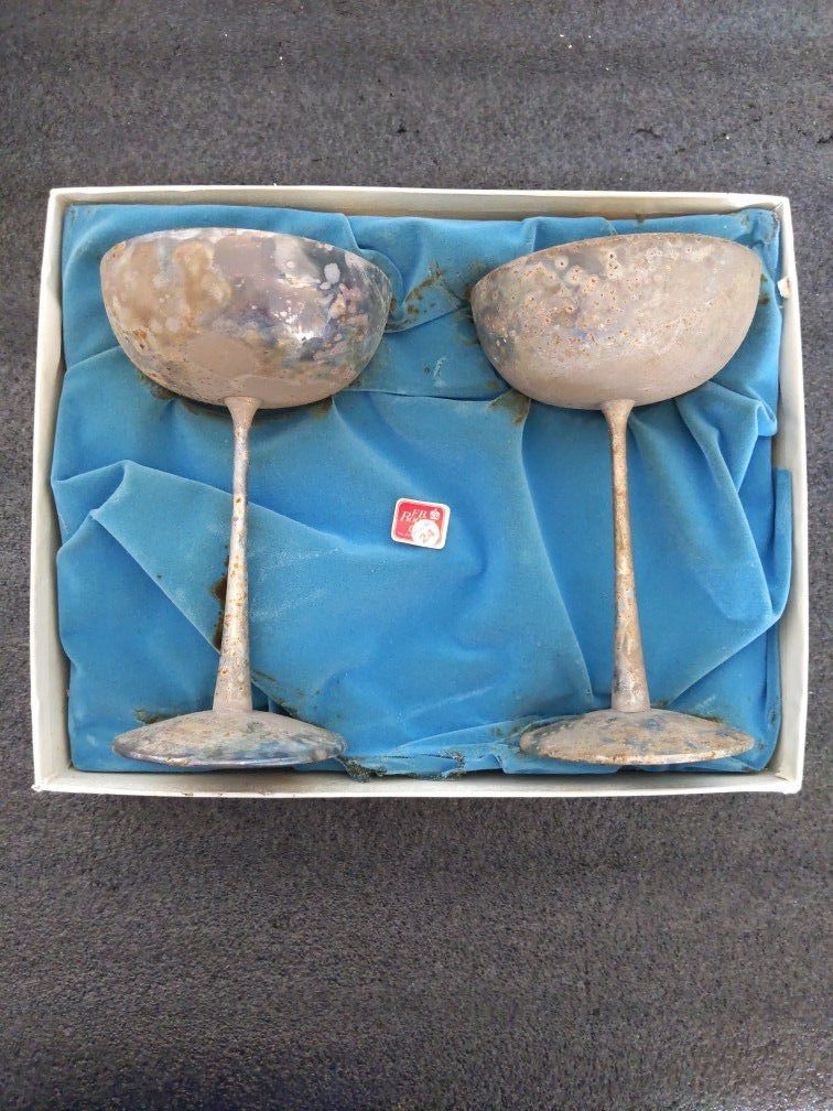Antique F.B. Rogers Silver Plate Toasting Goblets