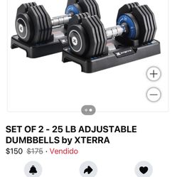 Dumbells Adjustable Set 25 Lbs Each Brand New  Never Used
