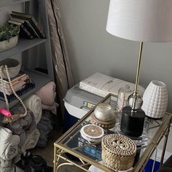 Glass End Table And Lamp 