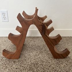 Natural Wooden Hand Carved Wine Rack - 6 bottles 