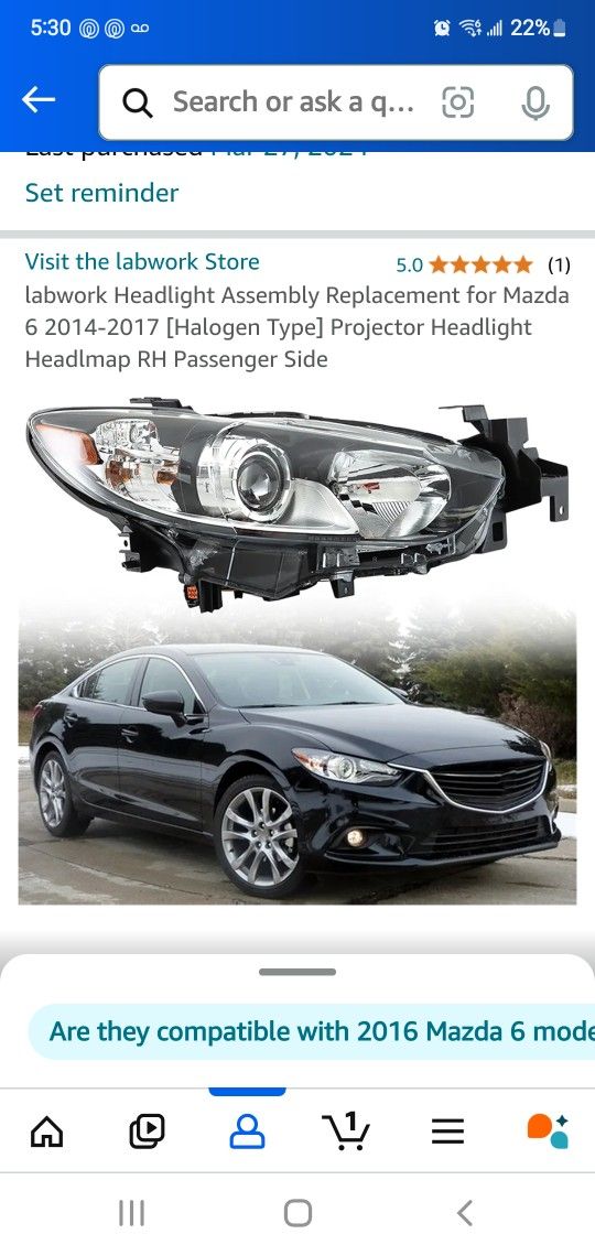 Mazda 6 Grand Touring Passenger Headlight
