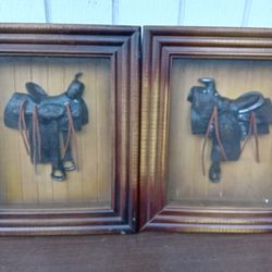 Horse Saddle Wall Art 3D Frames Set Decor Country Cowboy Western Art