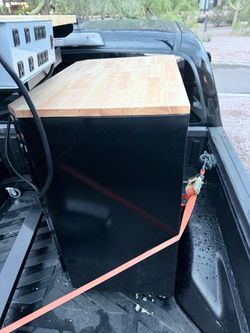 Black Cabinet with Butcher Block Wood Top